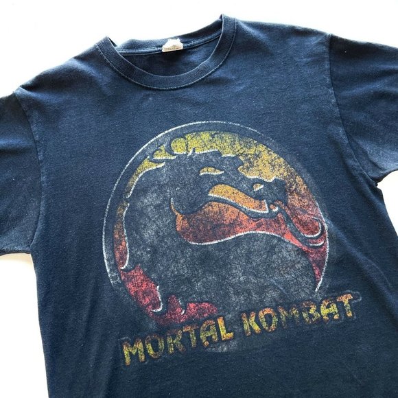 Vintage Mortal Kombat MEDIUM Logo Short Sleeve Cotton TShirt Adult Black Jerzees - Picture 6 of 8